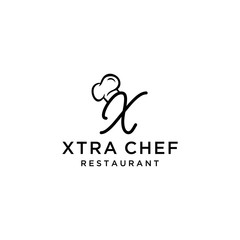 Creative luxury modern Chef hat for restaurant with X sign logo design template.