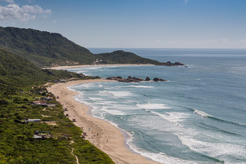 A view of Praia Mole (Mole beach) and Galheta  - popular beachs in Florianopolis, Brazil