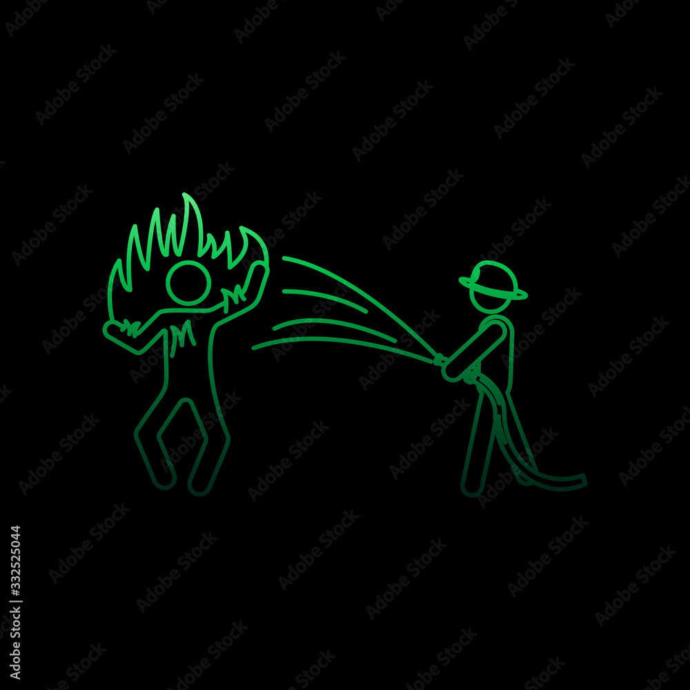 Aufkleber fireman extinguishes a burning person nolan icon. simple thin line, outline vector of fireman icons 