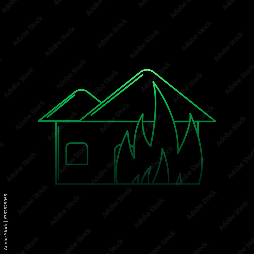 Poster burning house nolan icon. simple thin line, outline vector of fireman icons for ui and ux, website o
