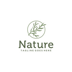 Creative Luxury leaves nature sign logo design logo template.