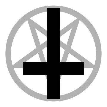 Vettoriale Stock Inverted Pentagram With Upside Down Cross Clipart | Adobe  Stock