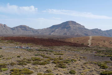 Road inside caldera of Volcano Teide, Tenerife island, Canary islands, Spain
