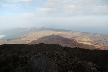 View on caldera and shadow of crater of Volcano Teide