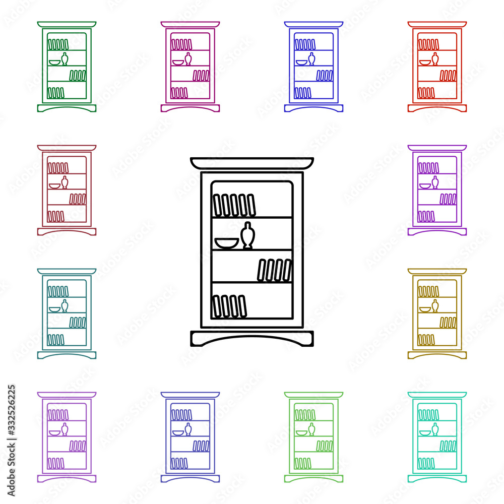 Poster sideboard multi color style icon. simple thin line, outline vector of furniture icons for ui and ux,