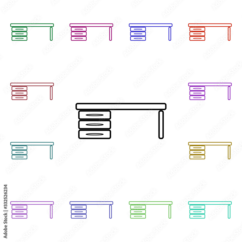Poster desktop multi color style icon. simple thin line, outline vector of furniture icons for ui and ux, w
