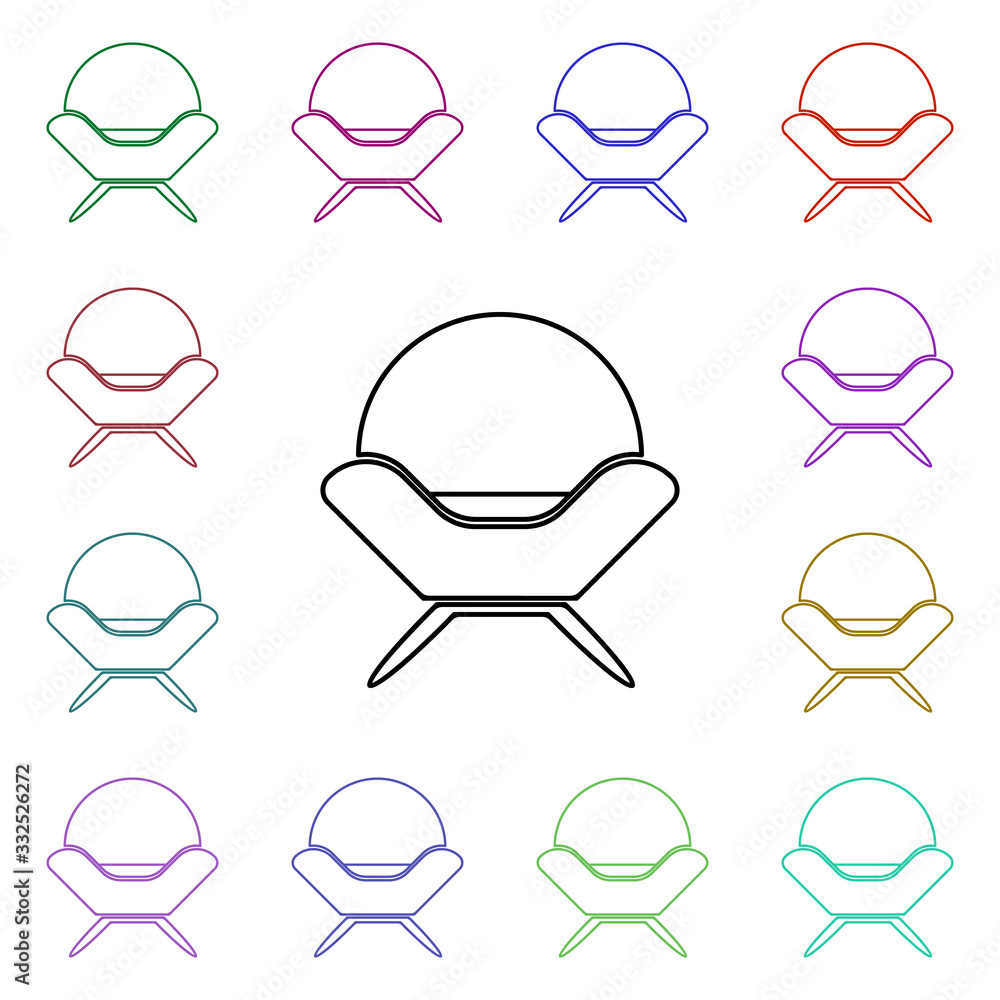 Aufkleber modern armchair multi color style icon. simple thin line, outline vector of furniture icons for ui a