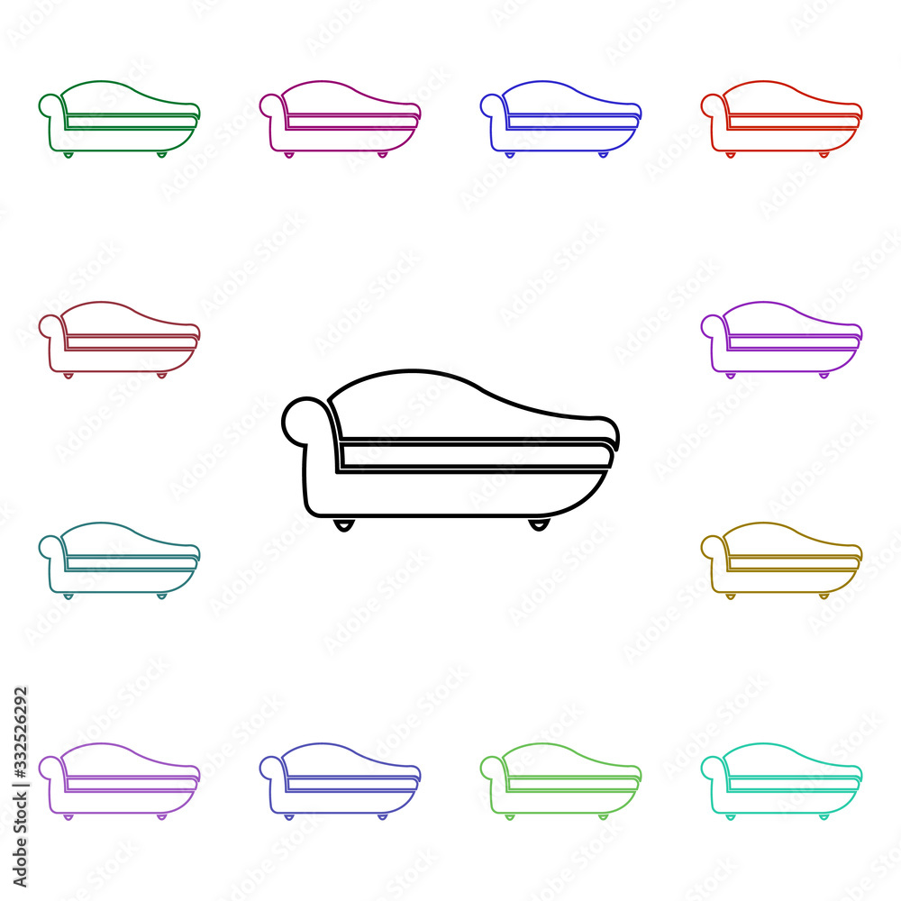 Poster modern sofa multi color style icon. simple thin line, outline vector of furniture icons for ui and u