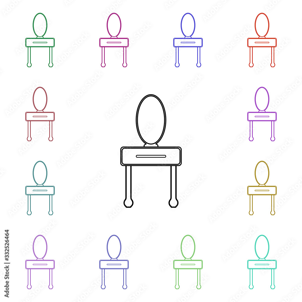 Poster mirror with mirror multi color style icon. simple thin line, outline vector of furniture icons for u