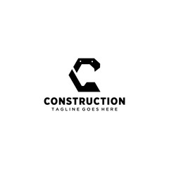 Illustration modern C construction geometric logo design template .