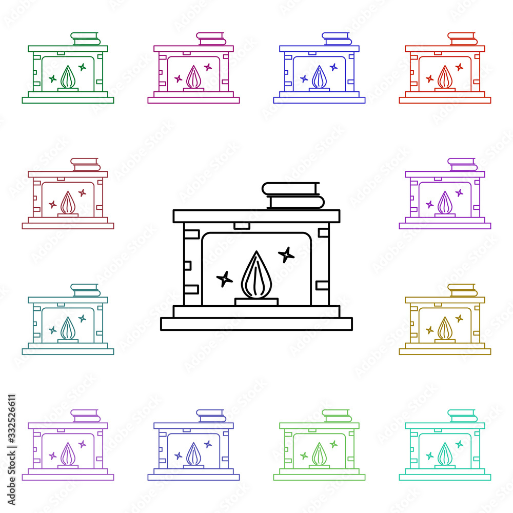 Poster fireplace multi color style icon. simple thin line, outline vector of furniture icons for ui and ux,