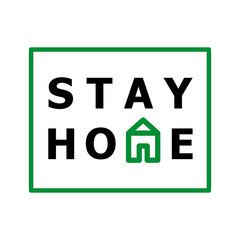Stay home simple sign with a little house drawing