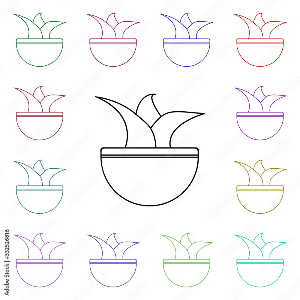 Poster pot of plant multi color style icon. simple thin line, outline vector of furniture icons for ui and 