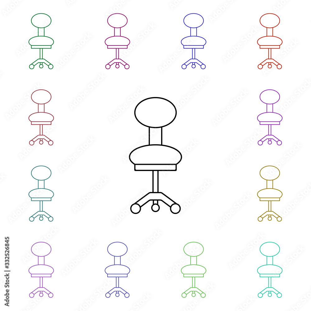 Poster office chair multi color style icon. simple thin line, outline vector of furniture icons for ui and 
