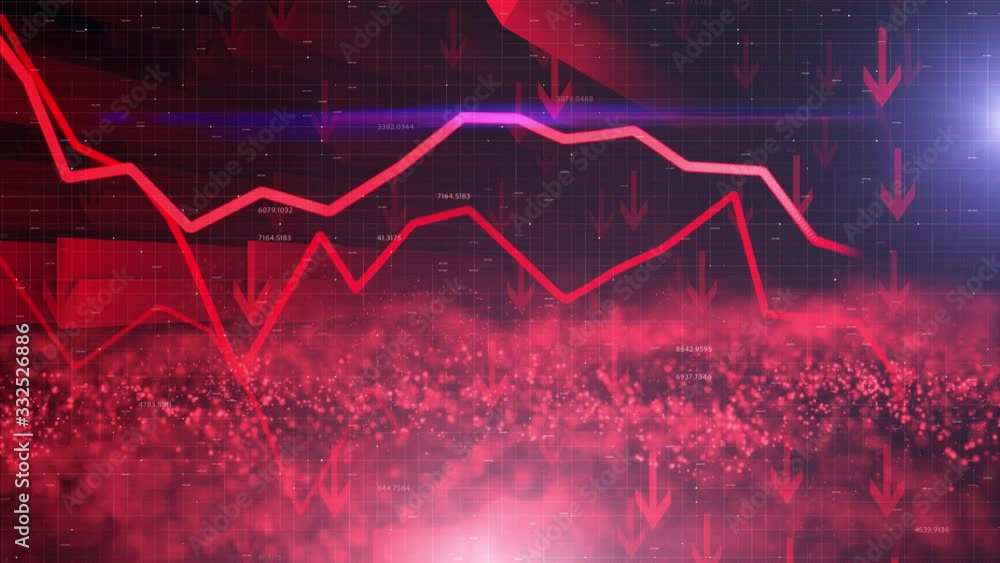 Poster negative business infographic red coloured background with down pointing arrows.