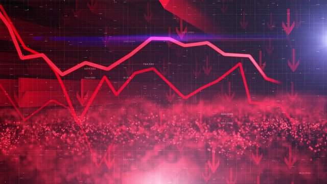 Negative business infographic red coloured background with down pointing arrows. 