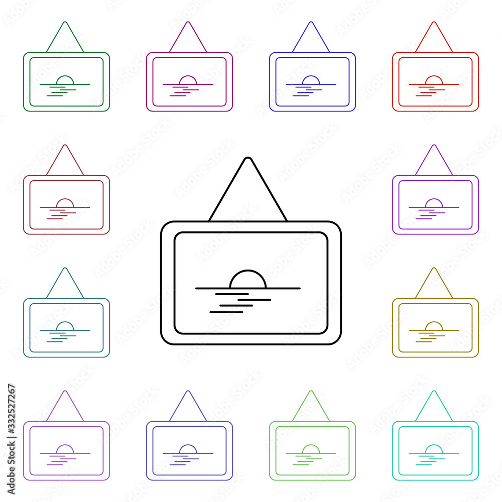 Aufkleber picture on a rope multi color style icon. simple thin line, outline vector of furniture icons for ui