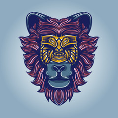 lion with gold mask