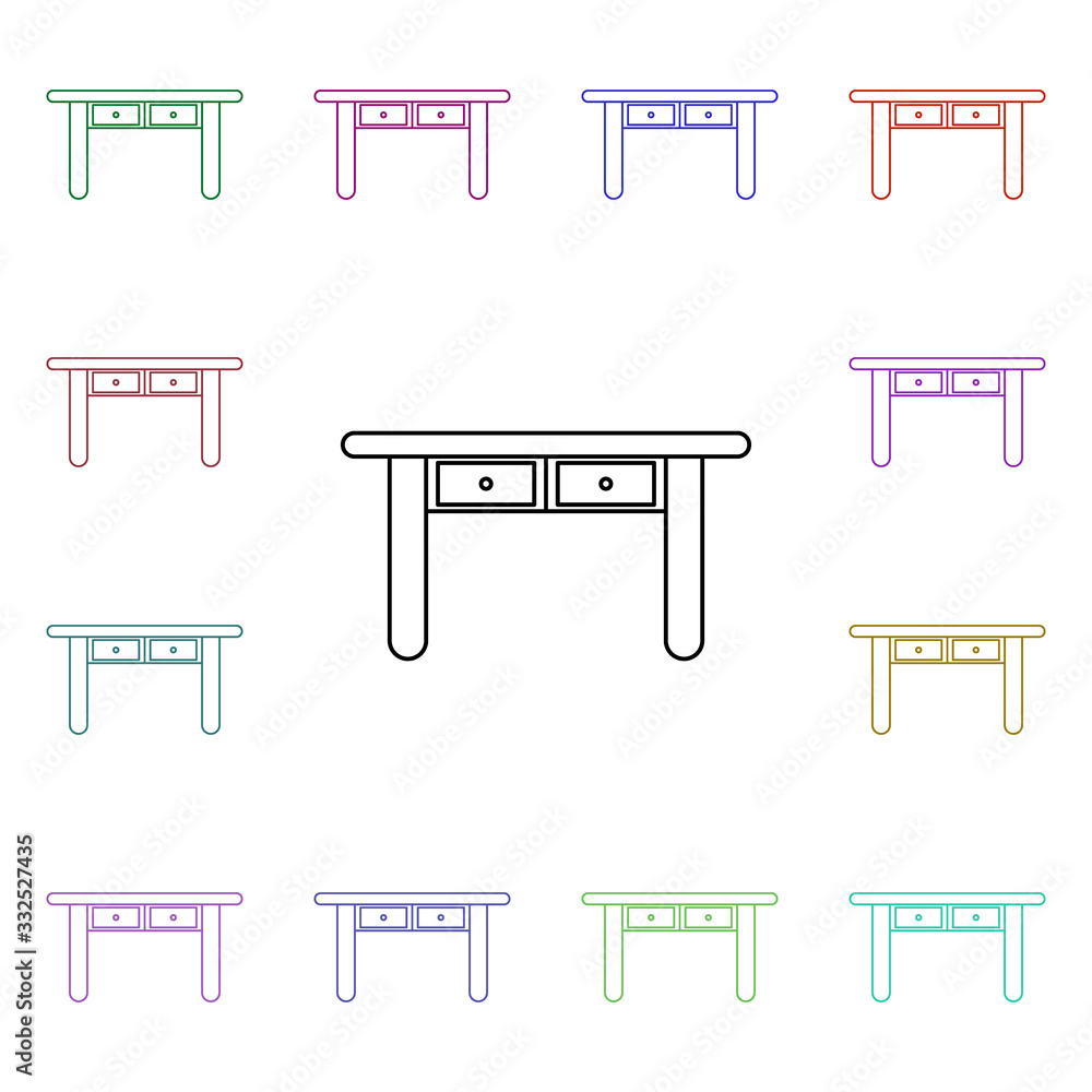 Aufkleber dresser multi color style icon. simple thin line, outline vector of furniture icons for ui and ux, w