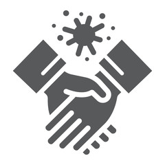 Contagion handshake glyph icon, virus and protection, covid 19 sign, vector graphics, a solid pattern on a white background, eps 10.