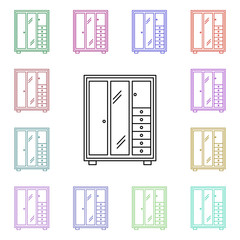 Wardrobe multi color style icon. Simple thin line, outline vector of furniture icons for ui and ux, website or mobile application