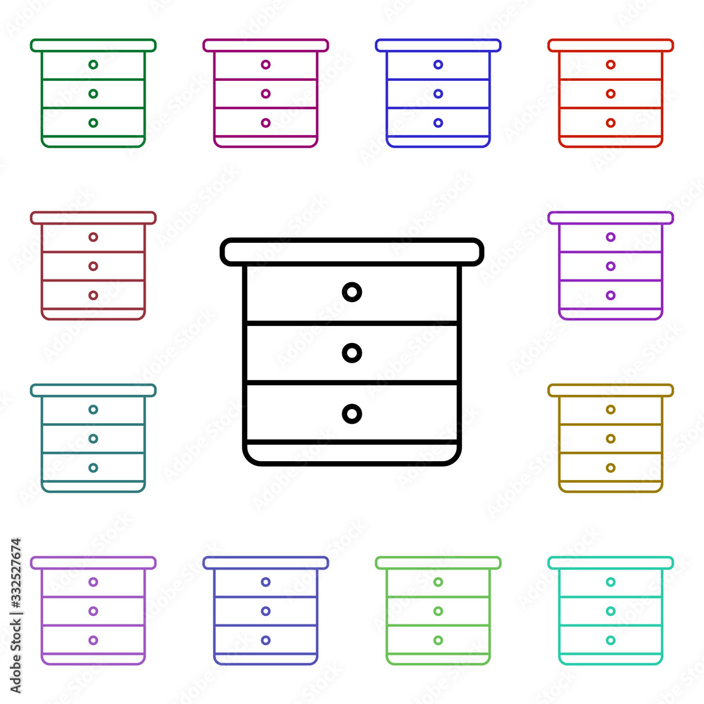 Poster nightstand line multi color style icon. simple thin line, outline vector of home things icons for ui