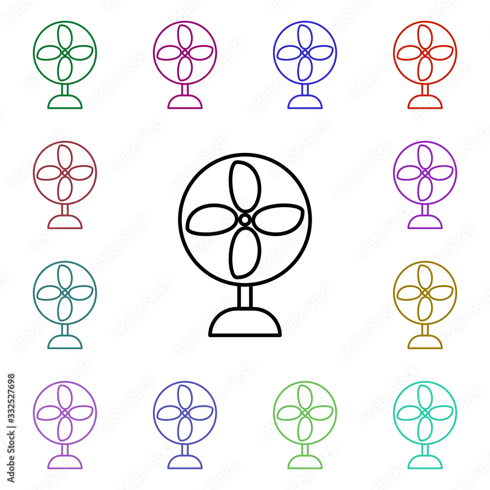 Poster fan line multi color style icon. simple thin line, outline vector of home things icons for ui and ux