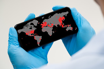 Checking Coronavirus Infection Map On Phone