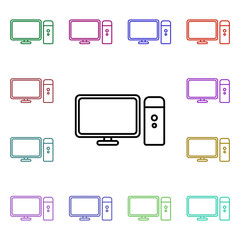 Desktop computer line multi color style icon. Simple thin line, outline vector of home things icons for ui and ux, website or mobile application