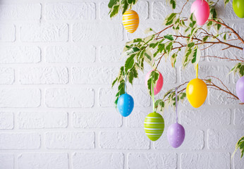 Traditional Easter tree with eggs