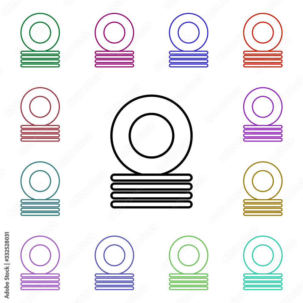 Poster dishes line multi color style icon. simple thin line, outline vector of home things icons for ui and