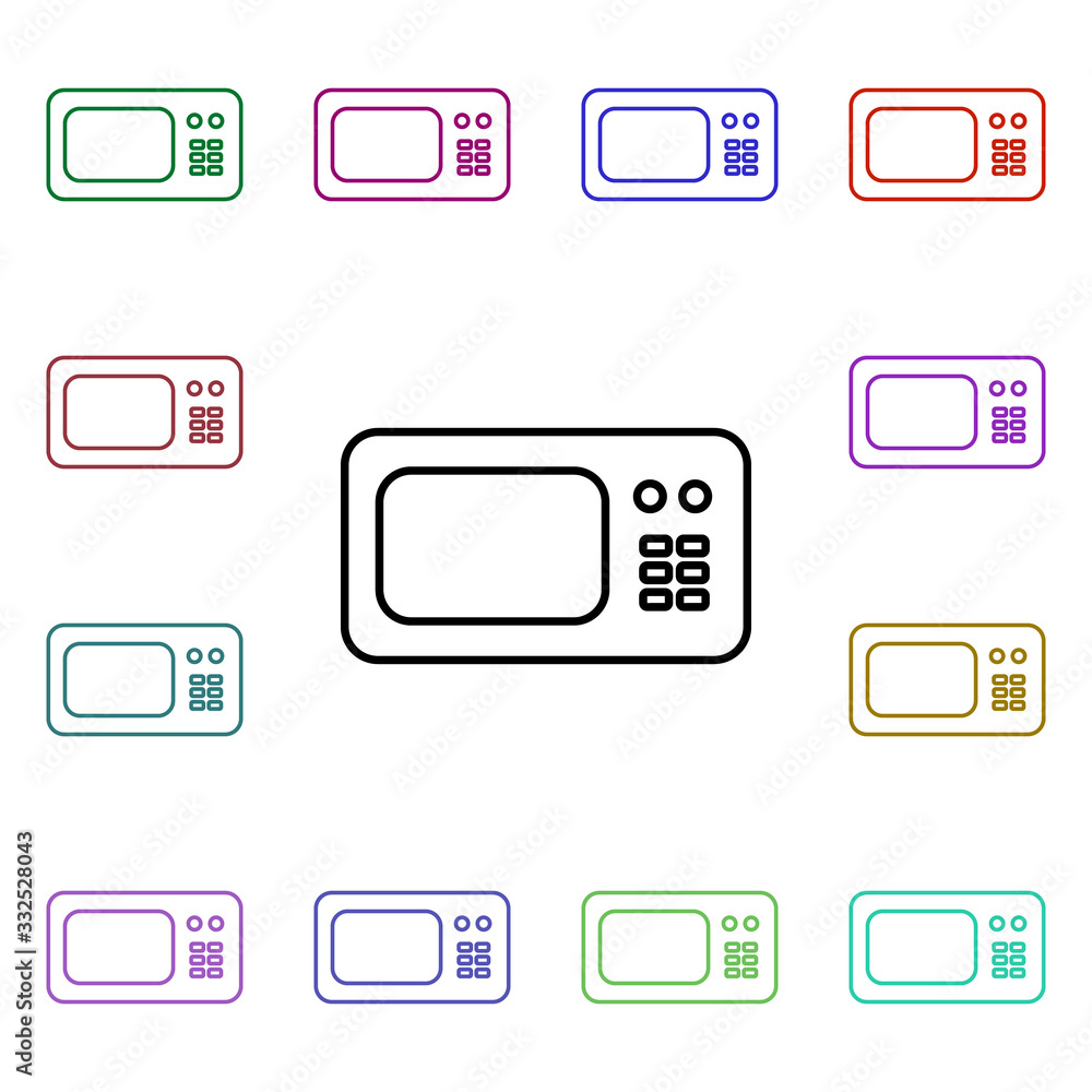Poster microwave line multi color style icon. simple thin line, outline vector of home things icons for ui 