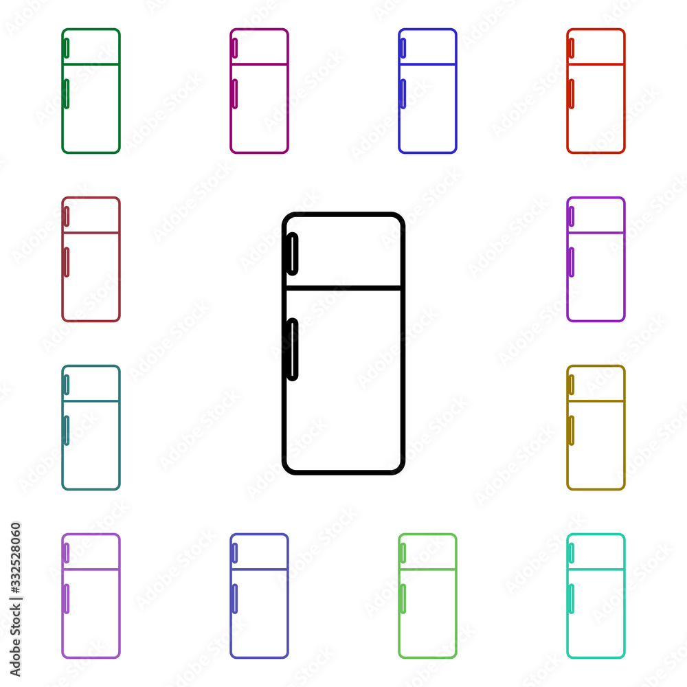Poster fridge line multi color style icon. simple thin line, outline vector of home things icons for ui and