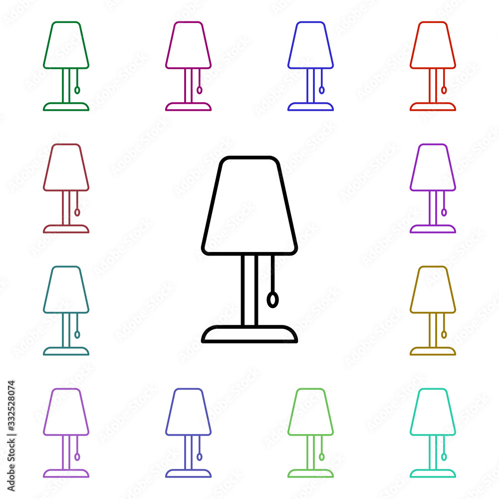 Poster night light line multi color style icon. simple thin line, outline vector of home things icons for u