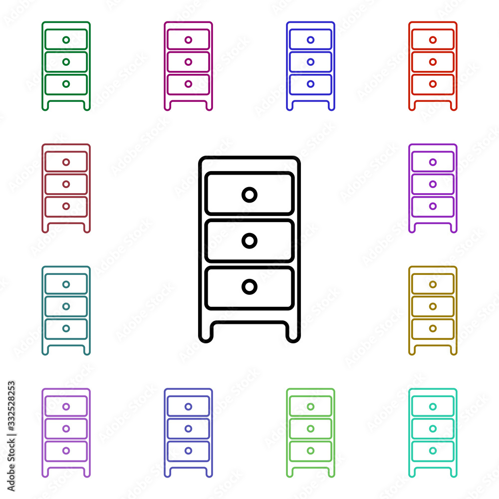Poster nightstand line multi color style icon. simple thin line, outline vector of home things icons for ui