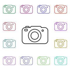 Camera line multi color style icon. Simple thin line, outline vector of home things icons for ui and ux, website or mobile application