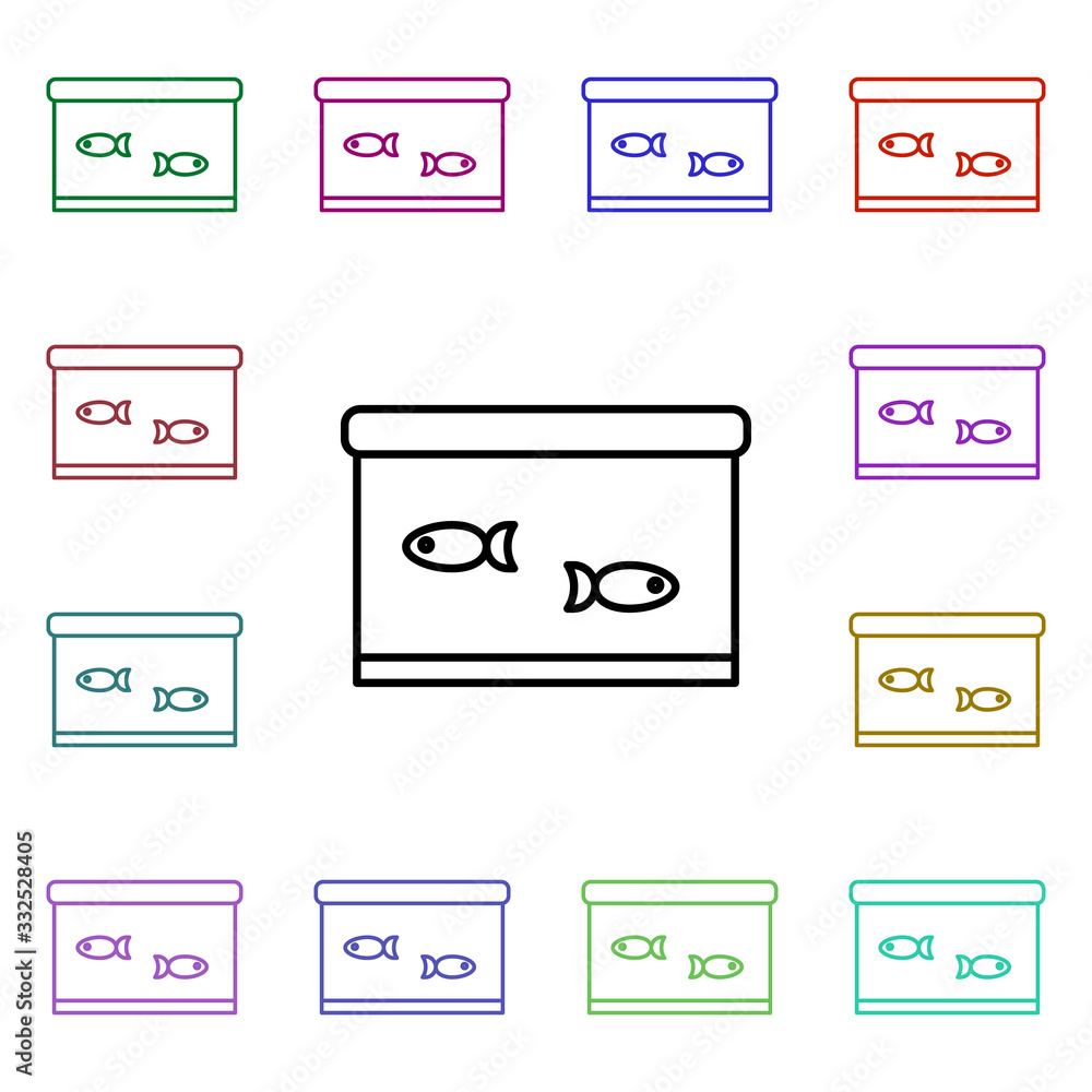Poster aquarium line multi color style icon. simple thin line, outline vector of home things icons for ui a