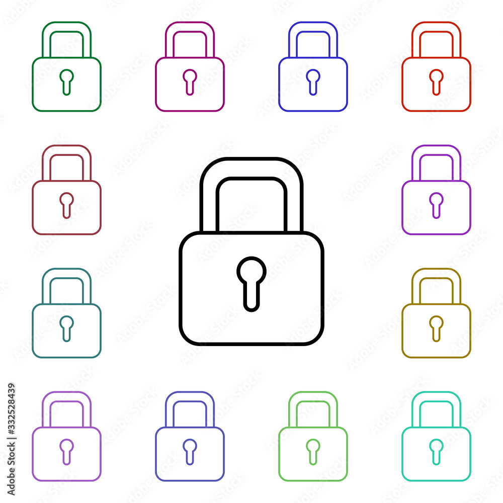 Poster lock line multi color style icon. simple thin line, outline vector of home things icons for ui and u