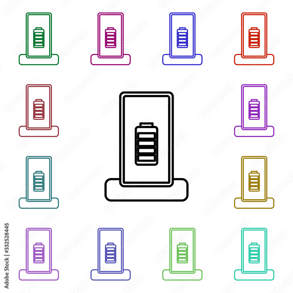 Poster mobile phone charging line multi color style icon. simple thin line, outline vector of home things i