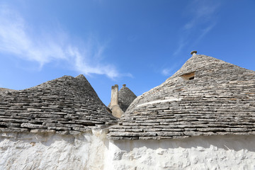 Cityscape of typical trulli houses in Alberobello Italy
