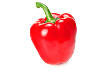 one red sweet bell pepper isolated on white background
