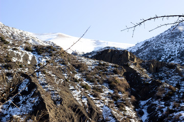 Amazing mountain landscape, the Caucasus. Rocky Caucasus mountains. Mountains with snow