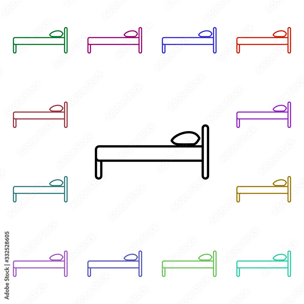 Poster bed line multi color style icon. simple thin line, outline vector of home things icons for ui and ux
