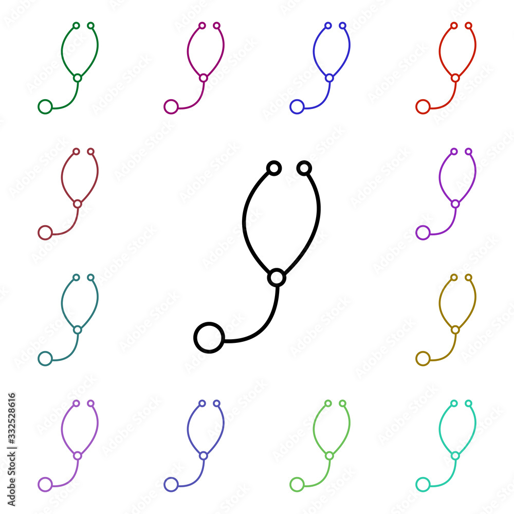 Poster endoscope line multi color style icon. simple thin line, outline vector of hospital icons for ui and