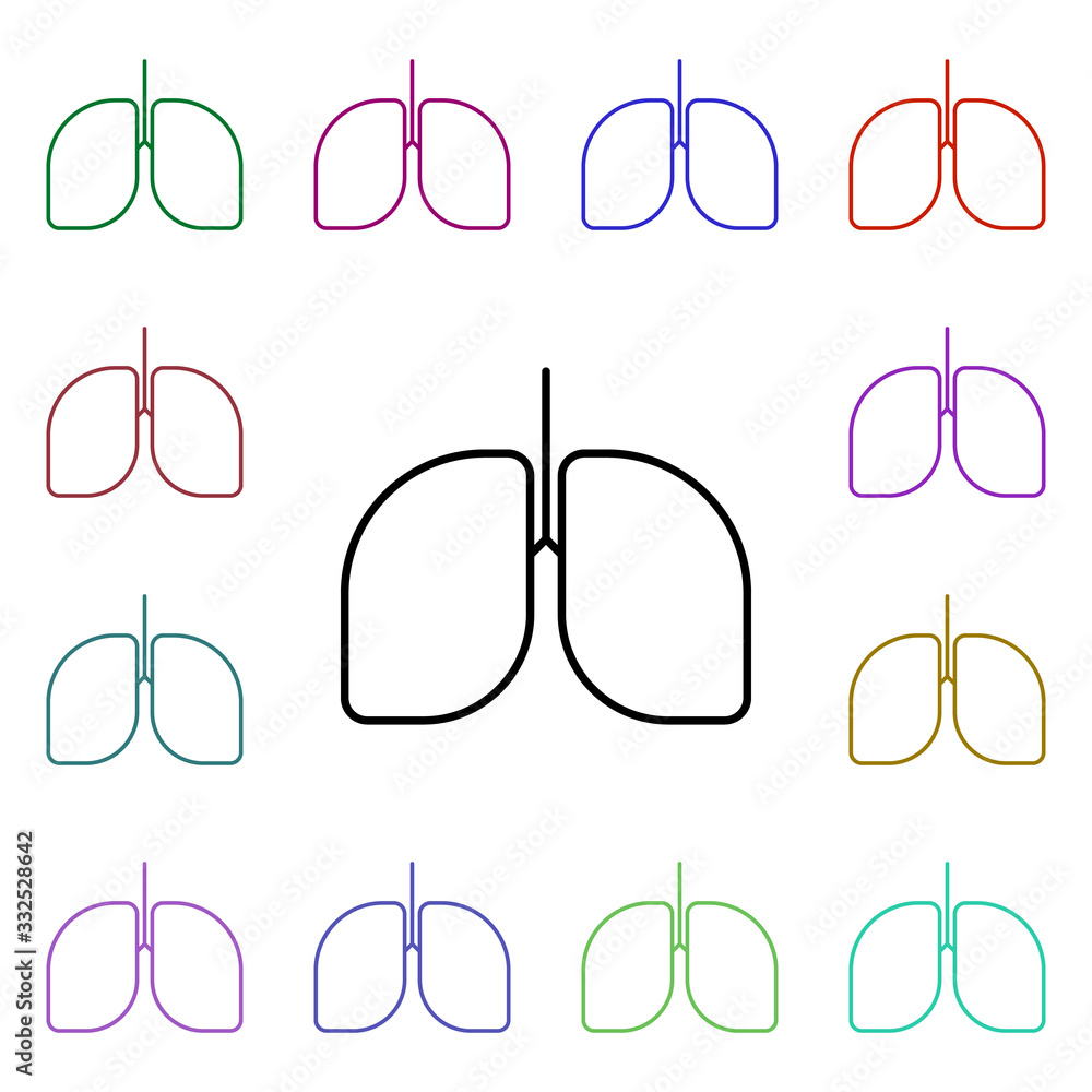 Poster organ lungs line multi color style icon. simple thin line, outline vector of hospital icons for ui a