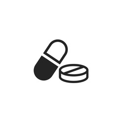 pill icon. medicament and pharmaceutical symbol. medical design element