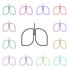 Organ lungs line multi color style icon. Simple thin line, outline vector of hospital icons for ui and ux, website or mobile application