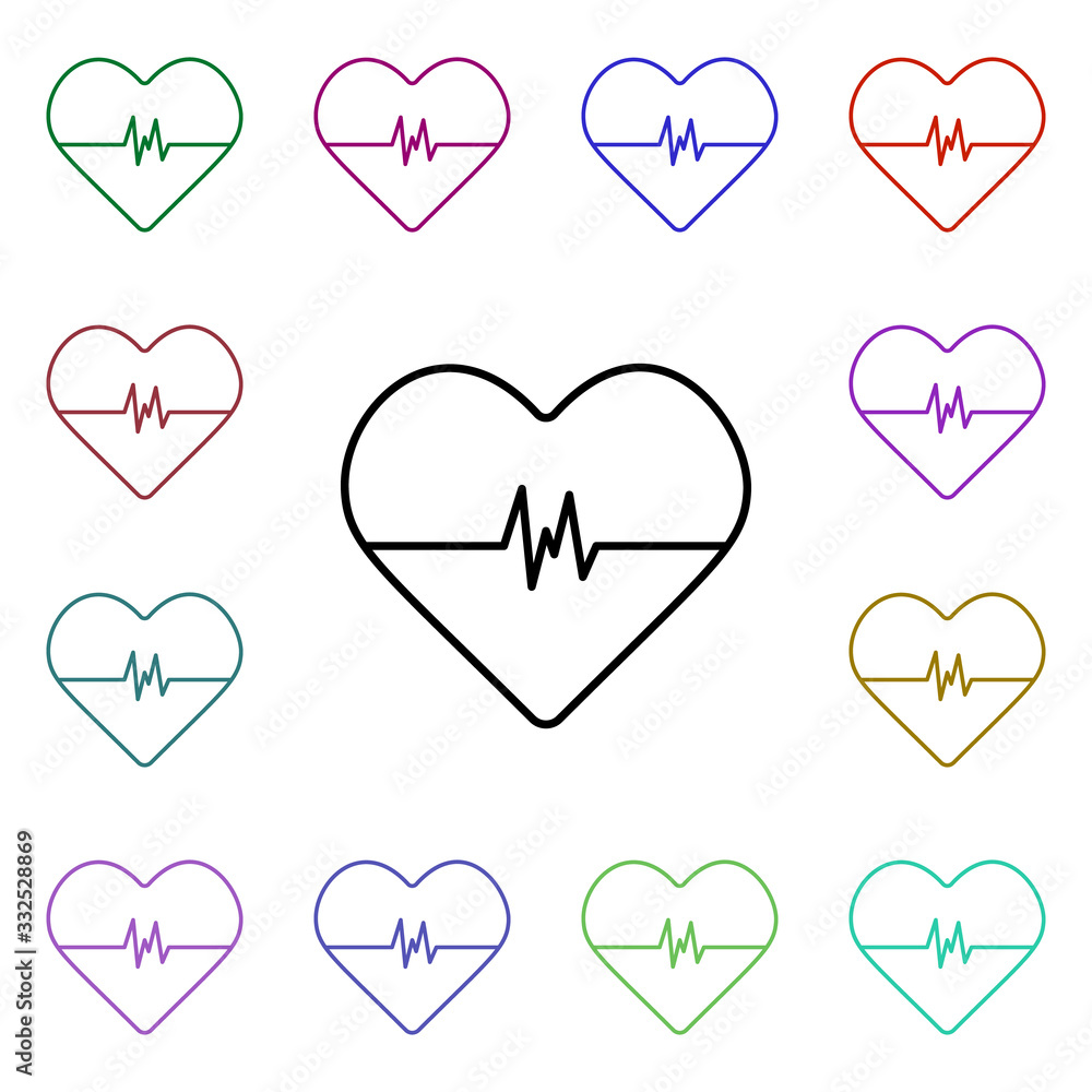 Poster palpitation line multi color style icon. simple thin line, outline vector of hospital icons for ui a