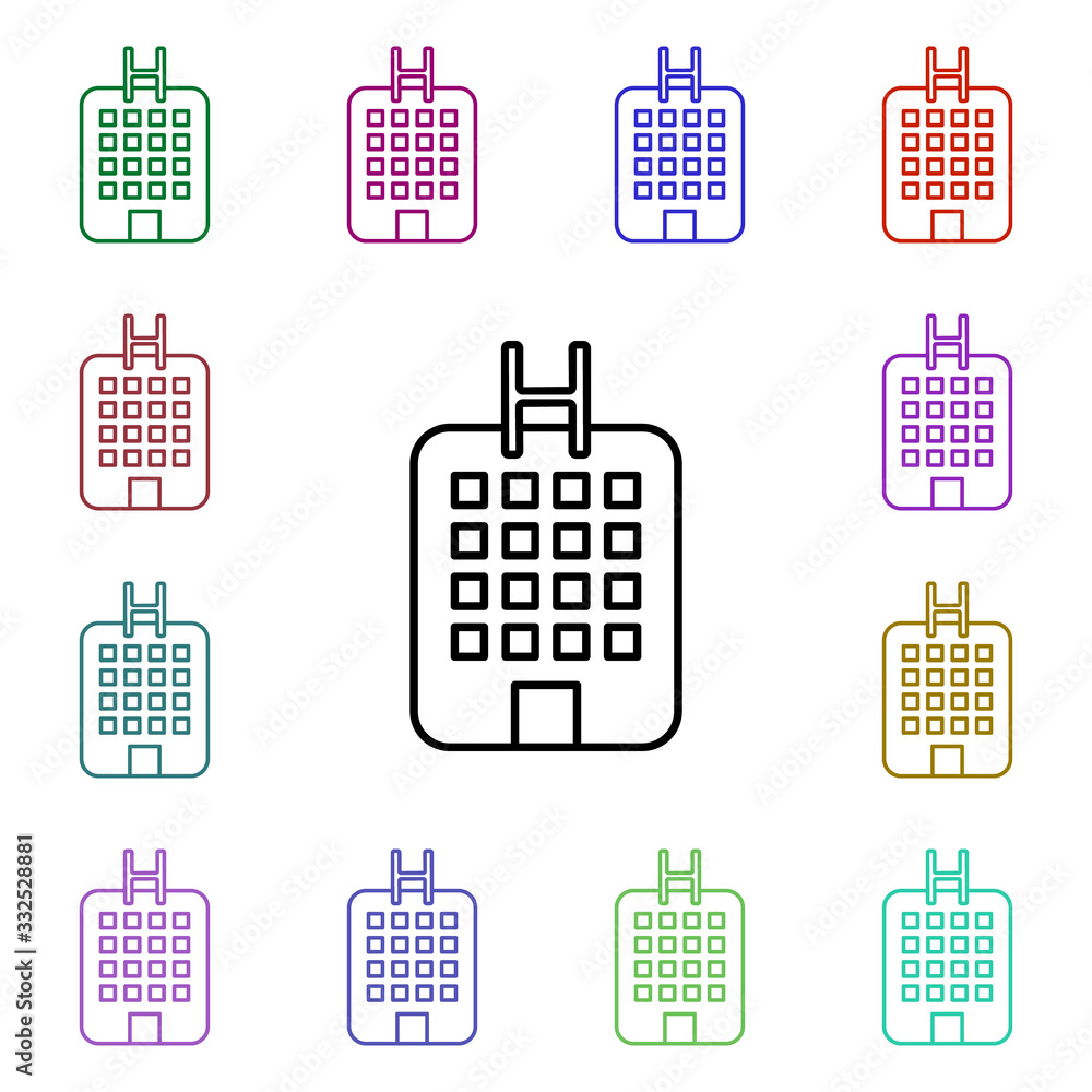Poster hospital line multi color style icon. simple thin line, outline vector of hospital icons for ui and 