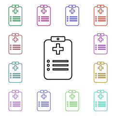 Medical prescription line multi color style icon. Simple thin line, outline vector of hospital icons for ui and ux, website or mobile application